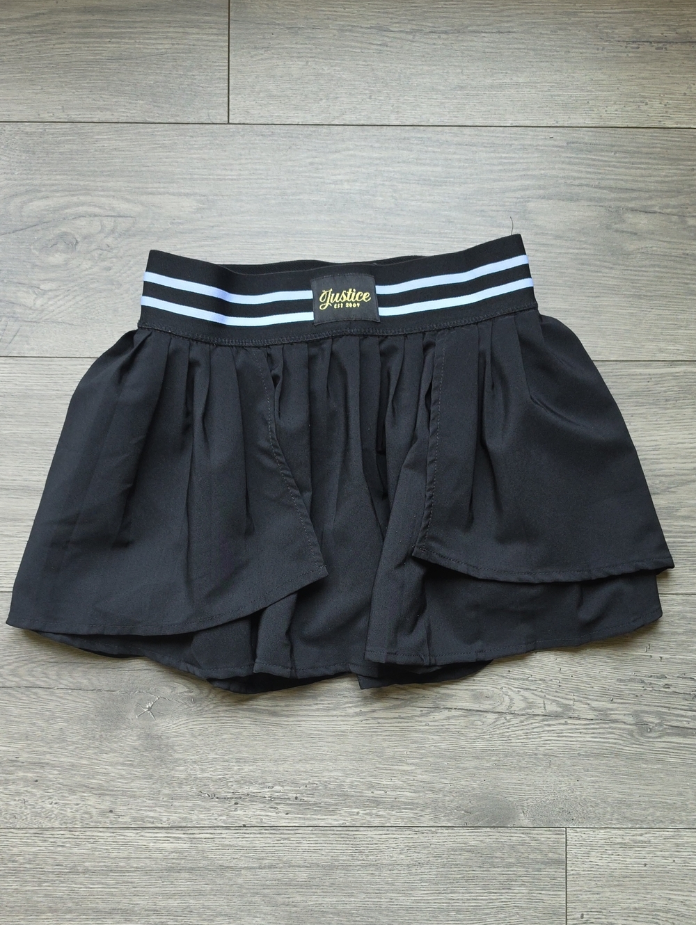 Justice Black Skort with Striped Waistband Size L 12/14